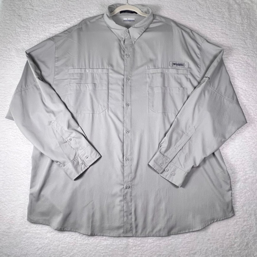 Columbia PFG Fishing Shirt Mens 4X Omni Shade Vented Gray Outdoor Hiking